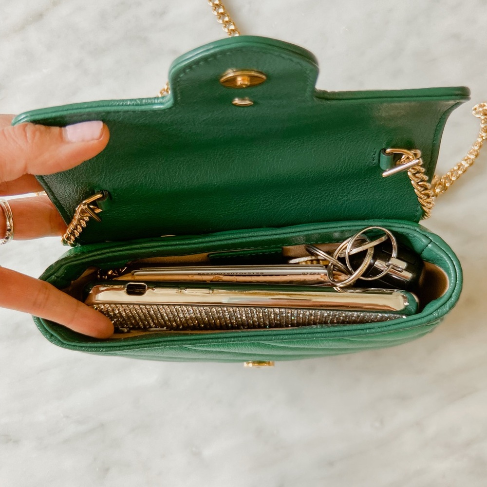 Marmont Super Mini Bag Bright Green Diagonal Matelassé Leather